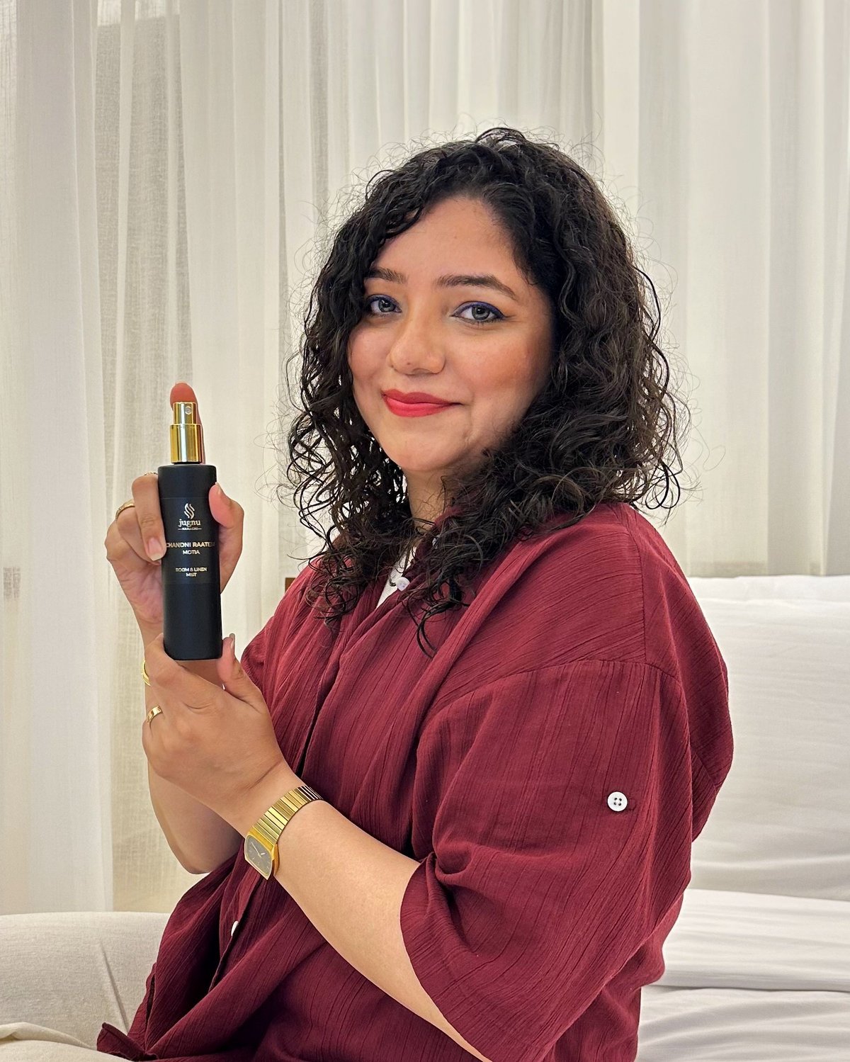 Jugnu Candles founder with a fragrance product